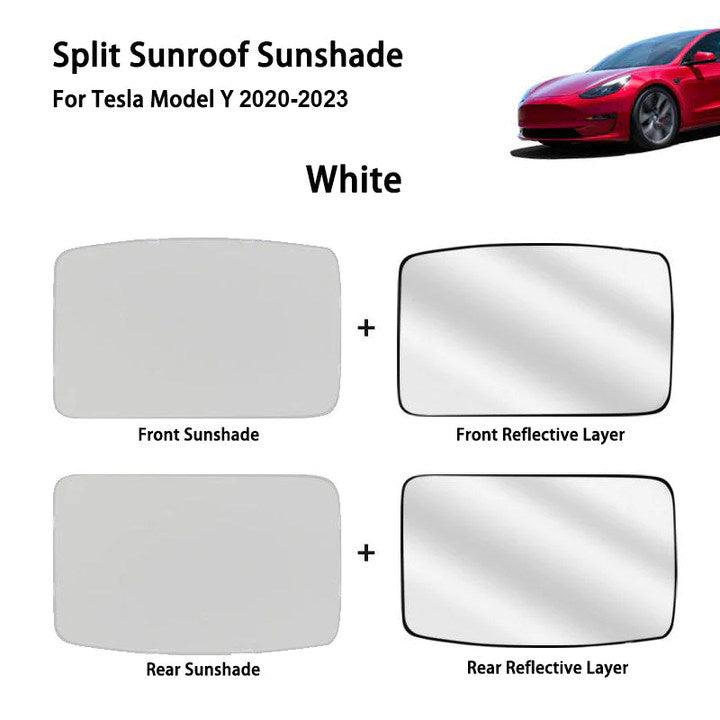 Split Glass Roof Sunshade for Tesla Model Y(2020-2024) Sun Visor Accessories Sun Blocking Heat Shade