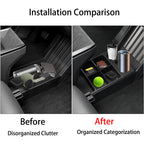 Split Lower Center Console Storage Tray with Cup Holder for Cybertruck