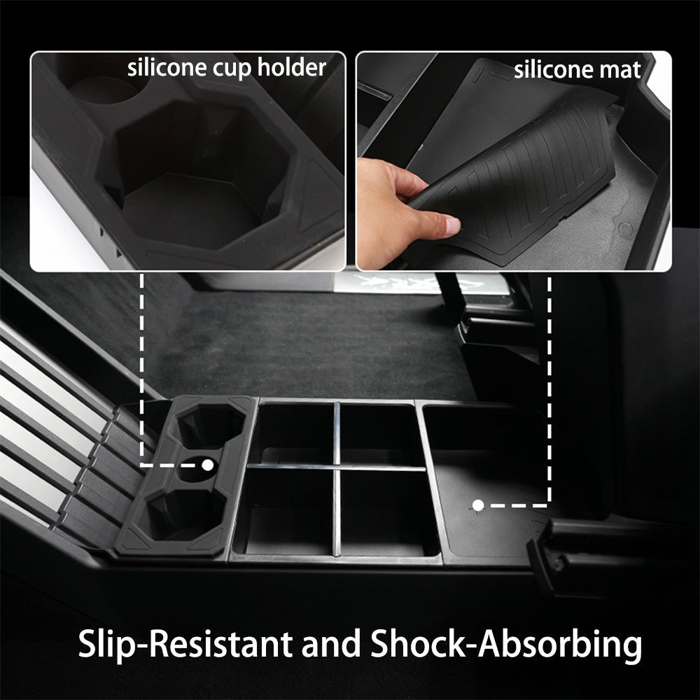 Split Lower Center Console Storage Tray with Cup Holder for Cybertruck