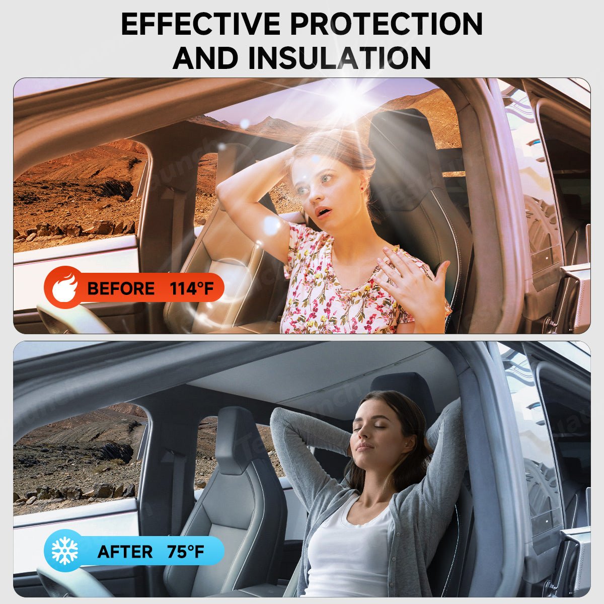 Split Nano Ice Crystal Glass Roof Sunshade for Cybertruck (2 PCS)