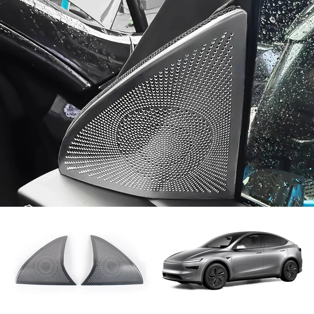 Stainless Steel Front Door Triangle Speaker Covers for Tesla Model Y Juniper 2025+