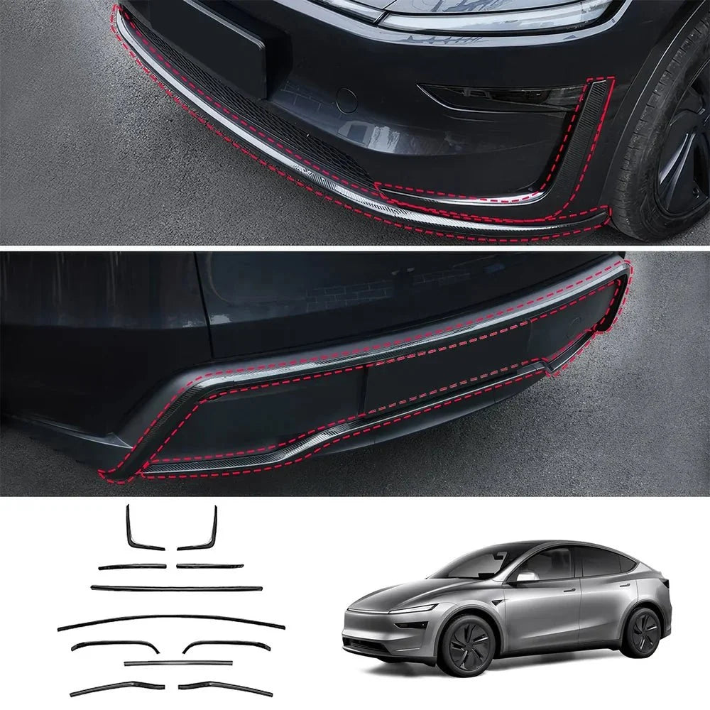 Stainless Steel Front & Rear Bumper Protector Trim for Tesla Model Y Juniper 2025+