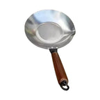 Stainless steel melting pot with spout and wooden handle