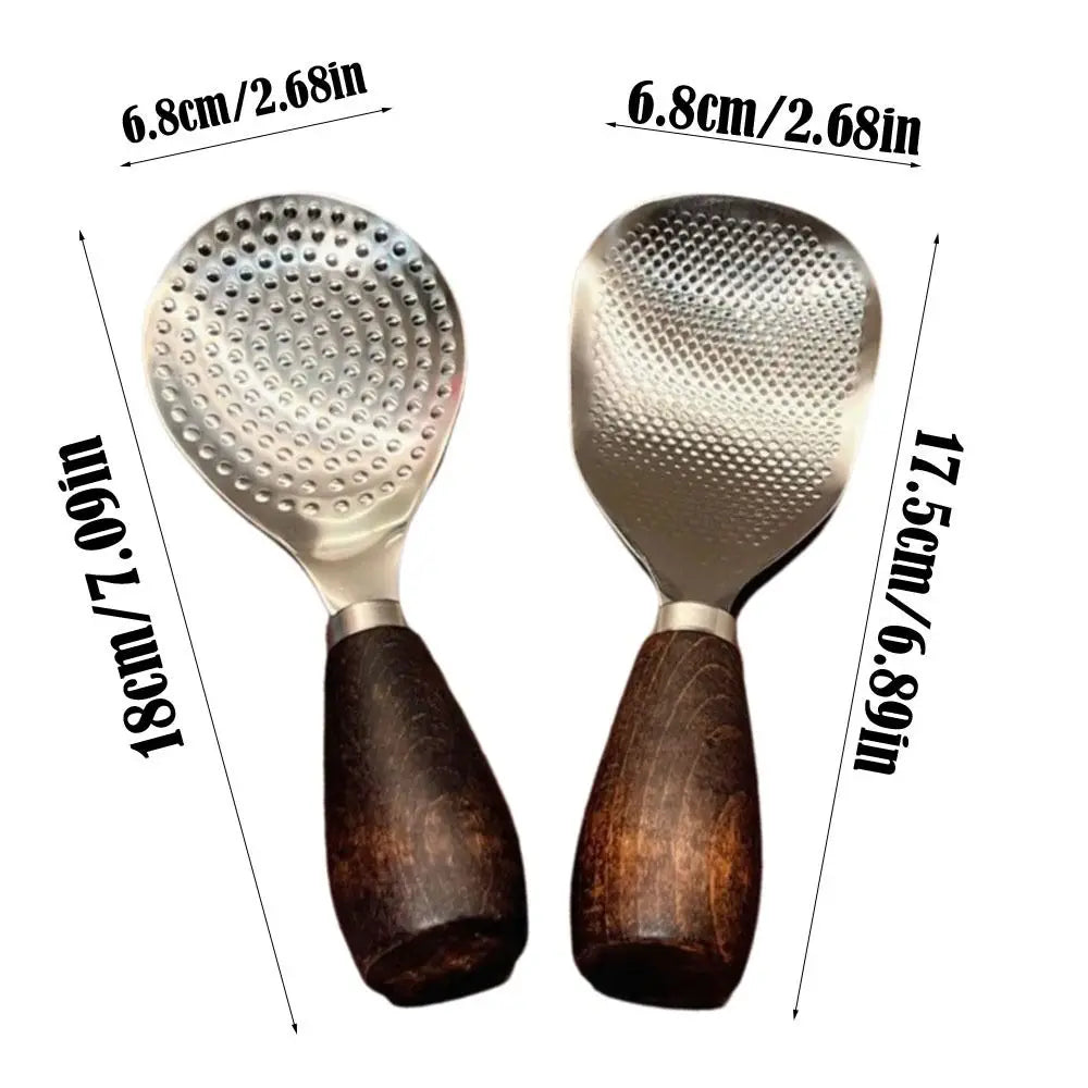 Stainless Steel Rice Scoop with Wooden Handle - Comfortable and Stylish