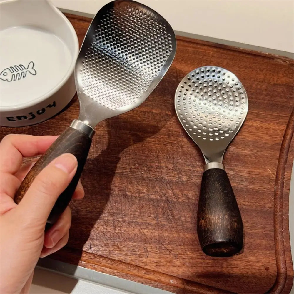 Stainless Steel Rice Scoop with Wooden Handle - Comfortable and Stylish