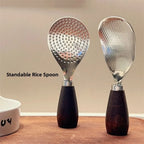 Stainless Steel Rice Scoop with Wooden Handle - Comfortable and Stylish