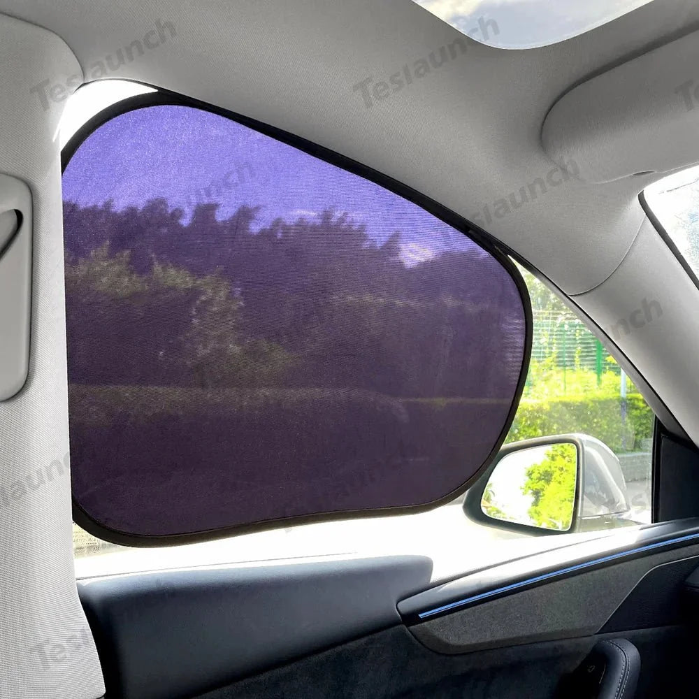 Static Cling Mesh Insulated Side Window Sunshade For Tesla Model 3