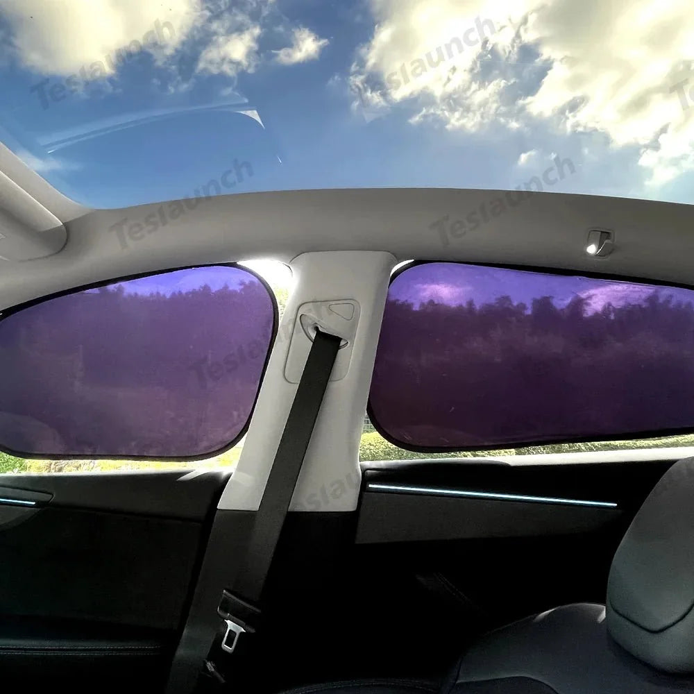 Static Cling Mesh Insulated Side Window Sunshade For Tesla Model Y