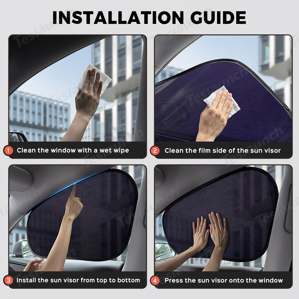 Static Cling Mesh Insulated Side Window Sunshade For Tesla Model 3