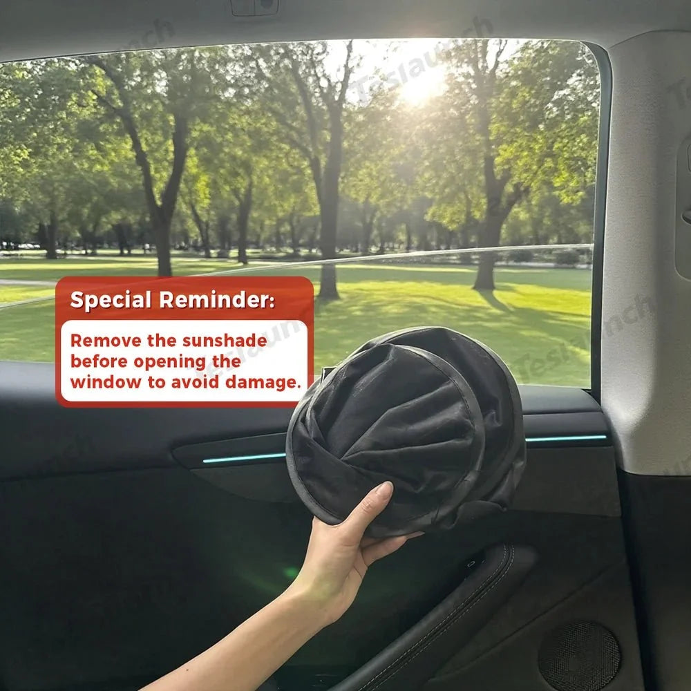 Static Cling Mesh Insulated Side Window Sunshade For Tesla Model Y