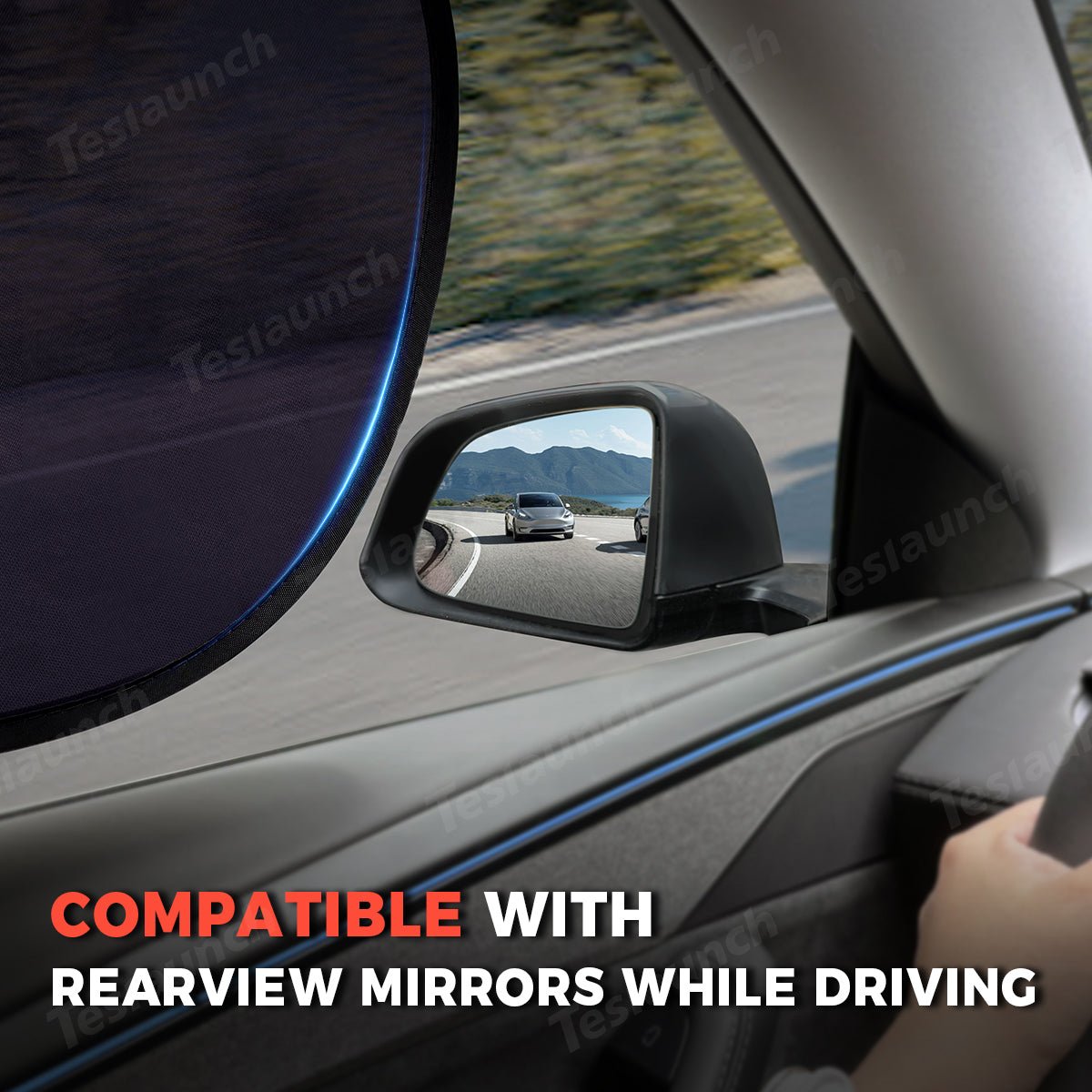 Static Cling Mesh Insulated Side Window Sunshade For Tesla Model Y