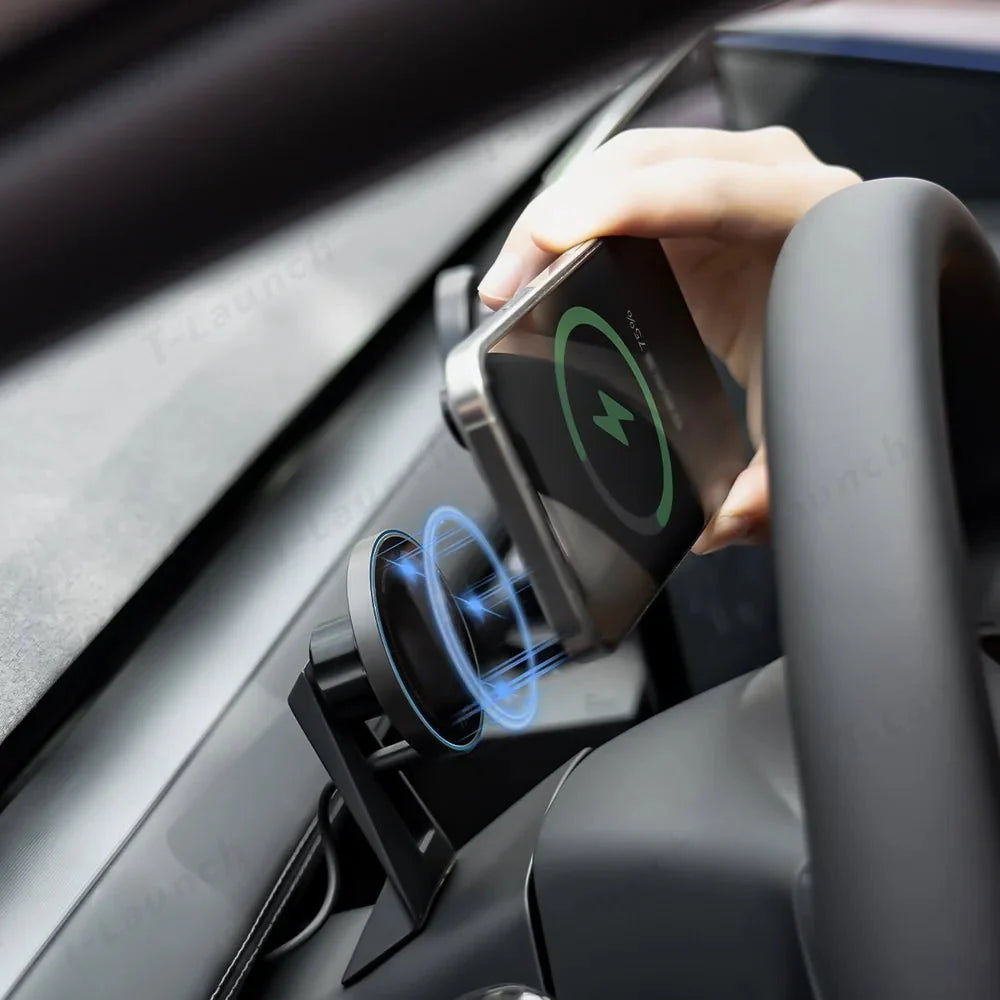 Steering Wheel Magnetic MagSafe Wireless Charging Phone Holder for Tesla Model 3 Highland Standard 2025+