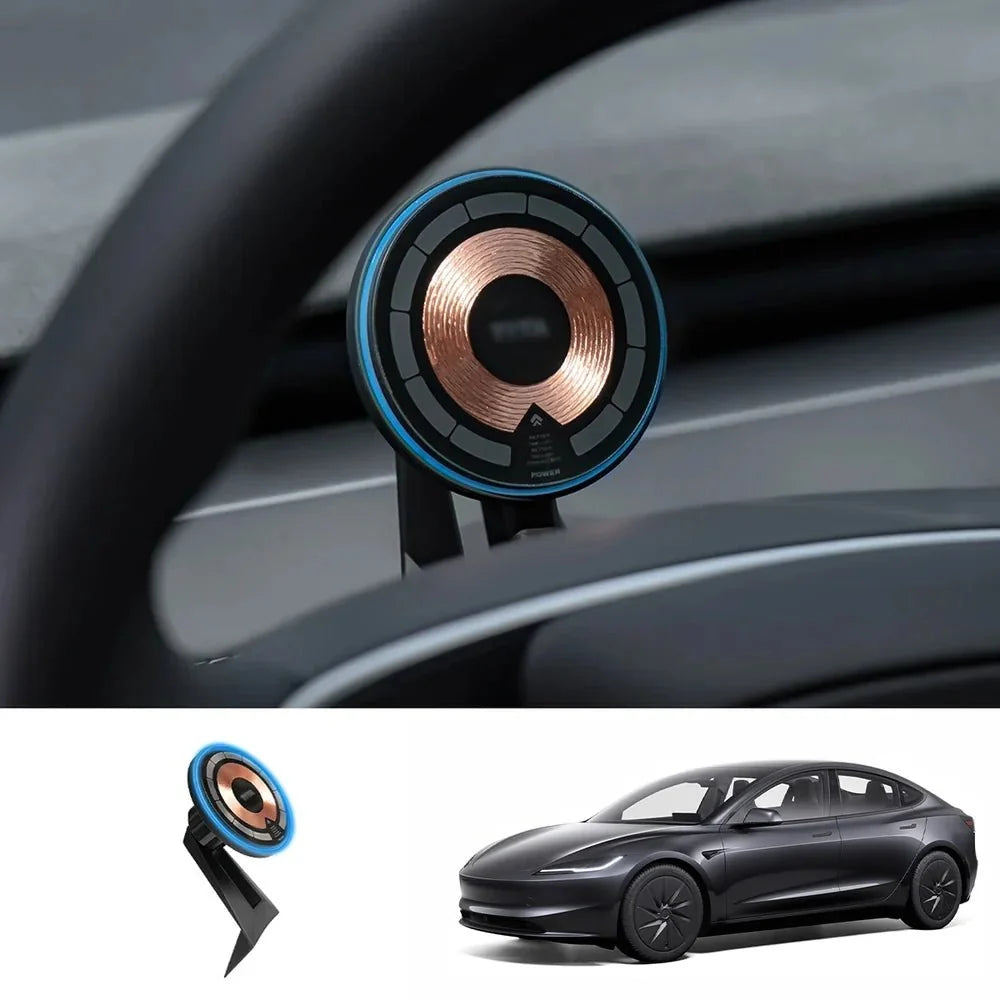 Steering Wheel Magnetic MagSafe Wireless Charging Phone Holder for Tesla Model 3 Highland Standard 2025+