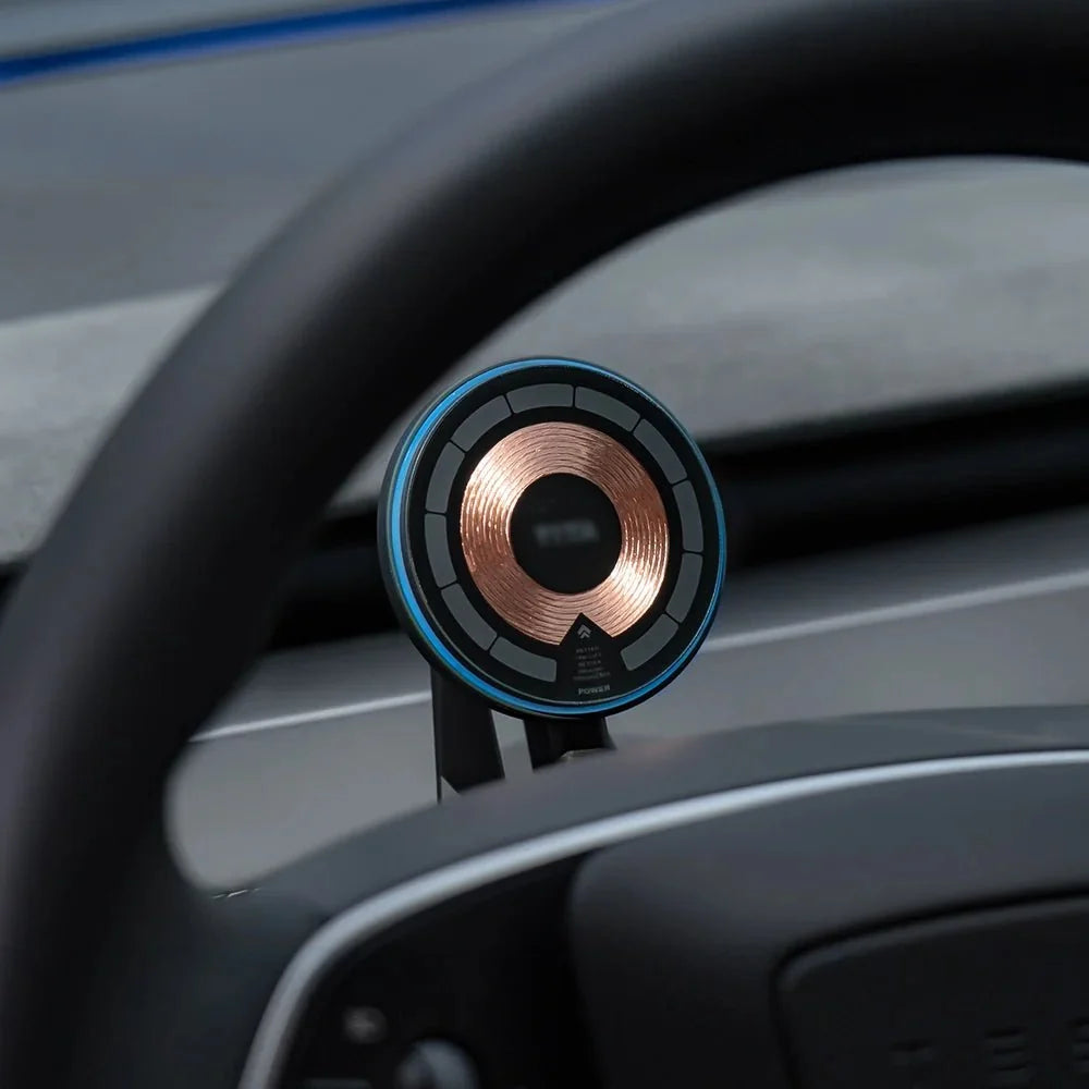 Dashboard Steering Wheel Phone Holder Magnetic Magsafe Wireless Charging Phone Holder For Tesla Model 3 / Y (2017-2025)