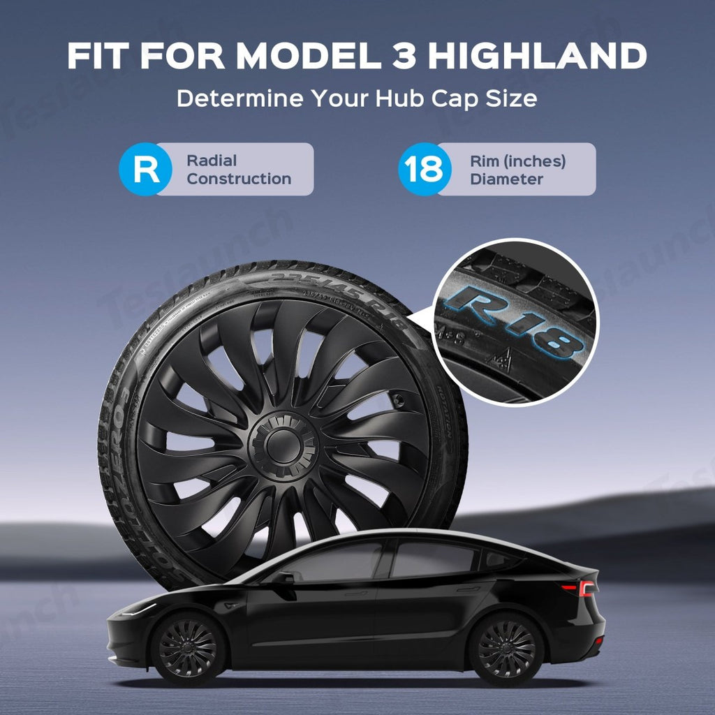 Storm Style Full Cover Wheel Hubcap For Tesla 2024+ Model 3 Highland 18-inch Wheels (4PCS)