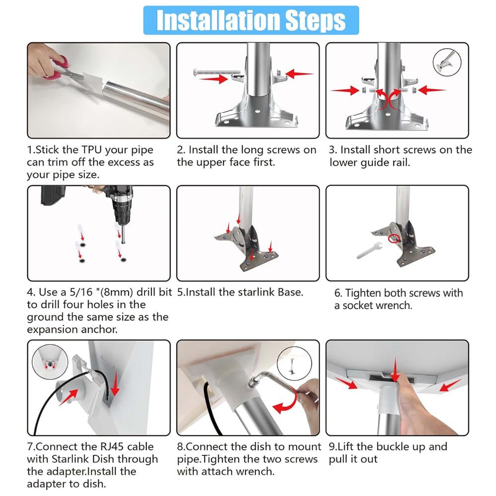 Straight Pipe Roof Mount Kit for Starlink Gen 3