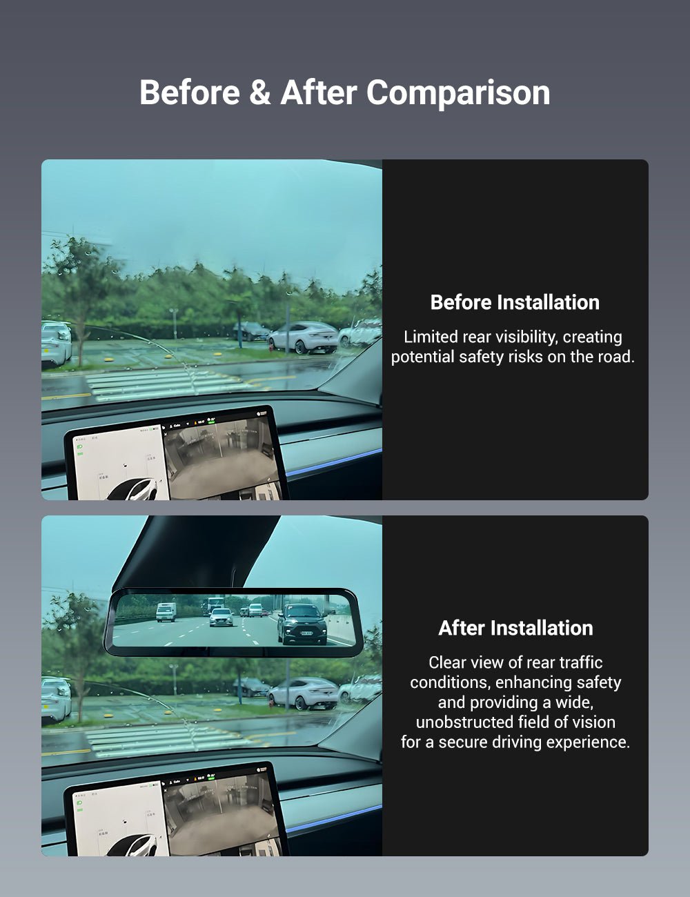Streaming Rearview Mirror Recorder for Model 3 Highland / Model Y Juniper (HW4.0) | Miroken