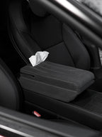 Suede Armrest Cover with Raised Pad & Tissue Box for Model Y Juniper & Model 3 Highland