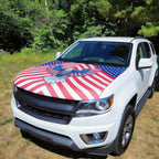 American Flag Car Hood Cover With Dual Triangle Clips Fits Trucks SUVs Sedans Jeep Commemorative Edition