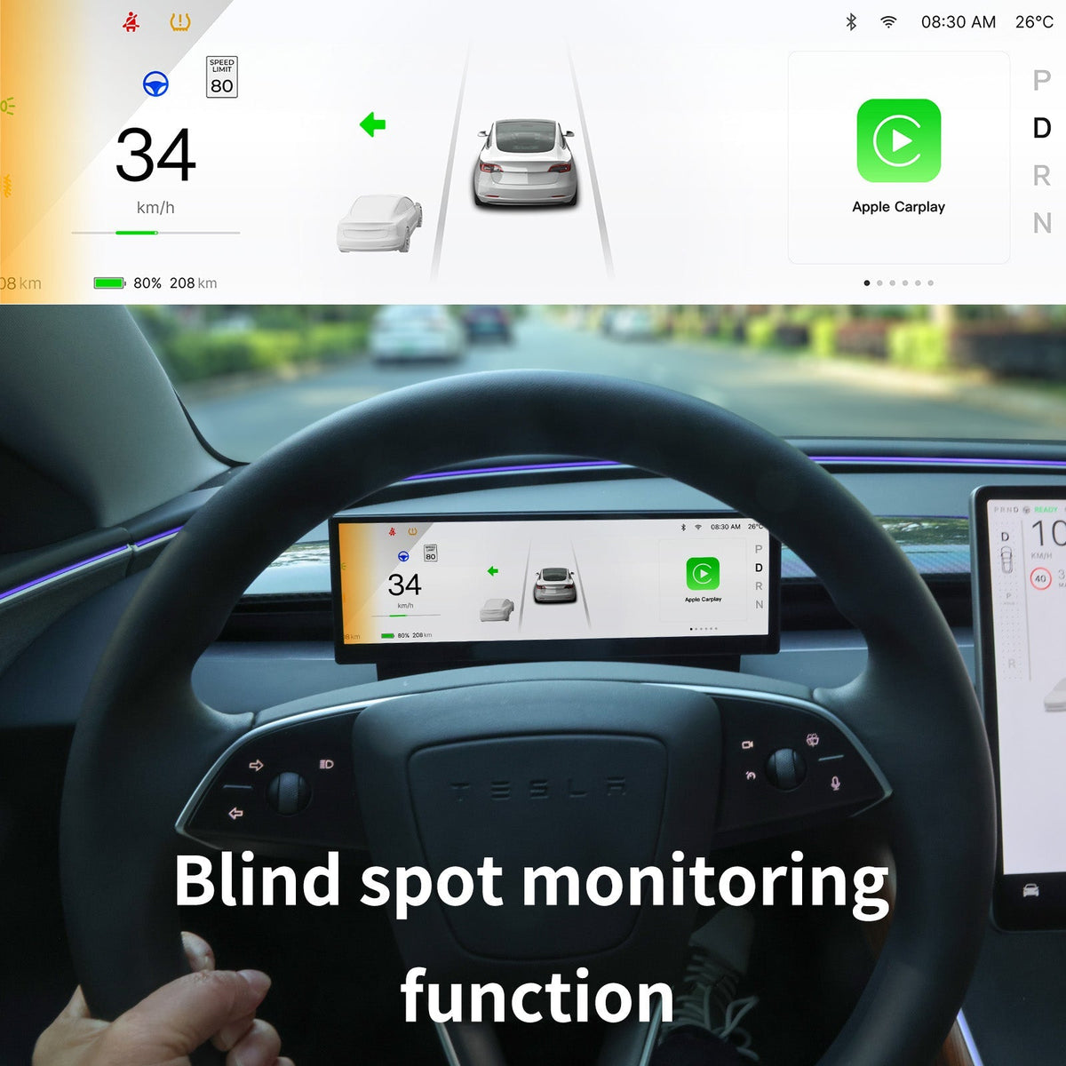 Miroken 10.88′′ Touch Screen Instrument Cluster Dashboard Display for Model 3/Y