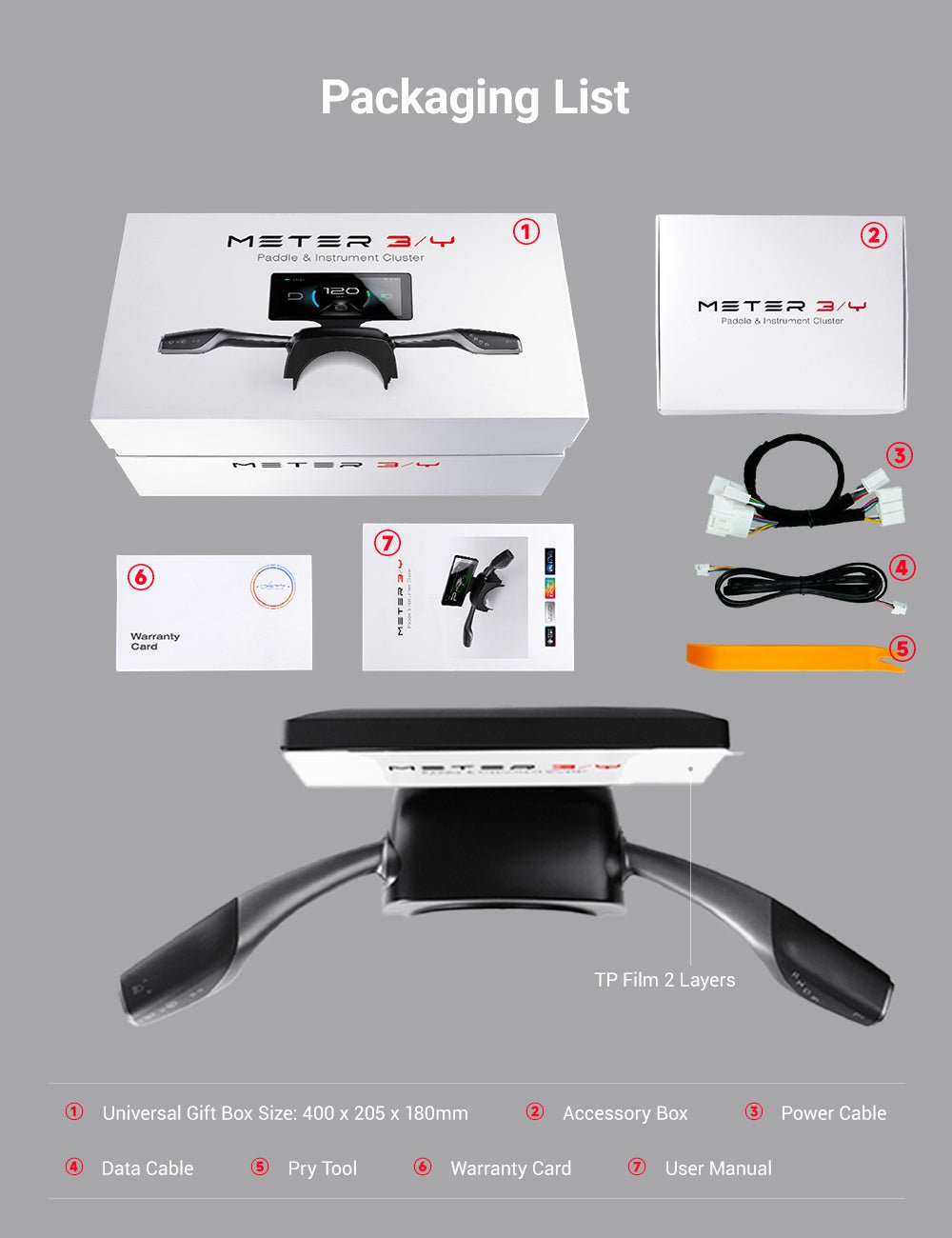 Miroken 7′′ Gear Shift Touch Screen Dashboard Display for Model 3 Highland / Model Y Juniper