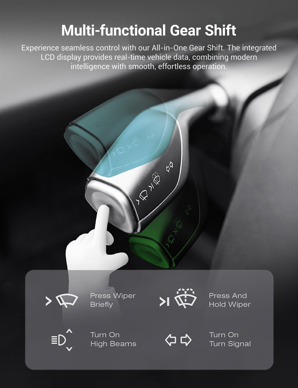 Miroken 7′′ Gear Shift Touch Screen Dashboard Display for Model 3 Highland / Model Y Juniper