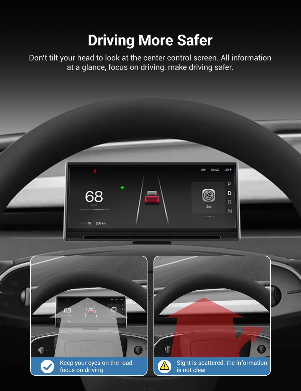 Miroken F9 Pro Screen Dashboard Display With Carplay & Android Auto for Model 3 / Model Y