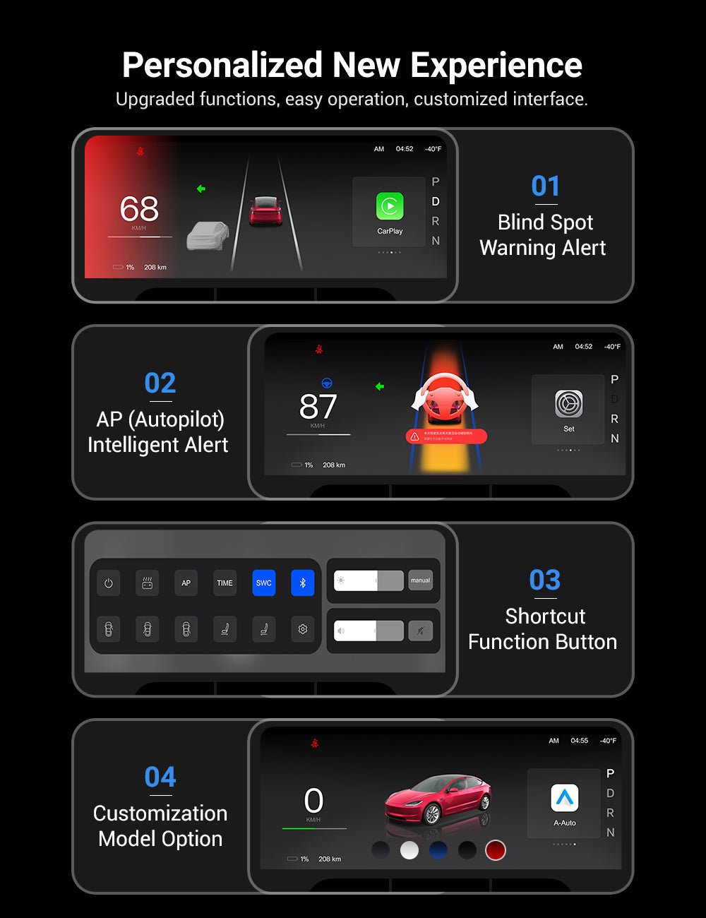 Miroken F9 Pro Screen Dashboard Display With Carplay & Android Auto for Model 3 / Model Y