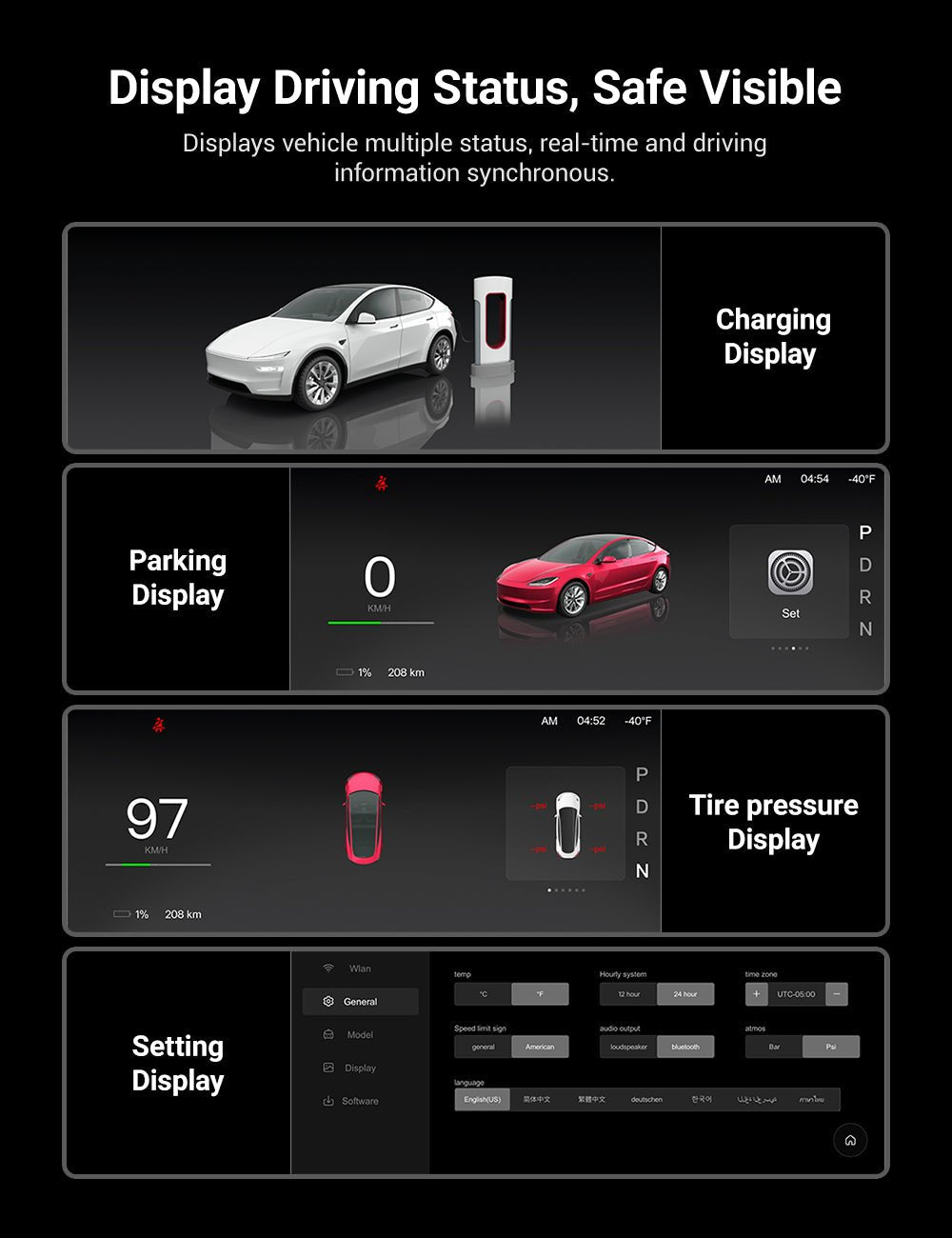 Miroken F9 Pro Screen Dashboard Display With Carplay & Android Auto for Model 3 / Model Y