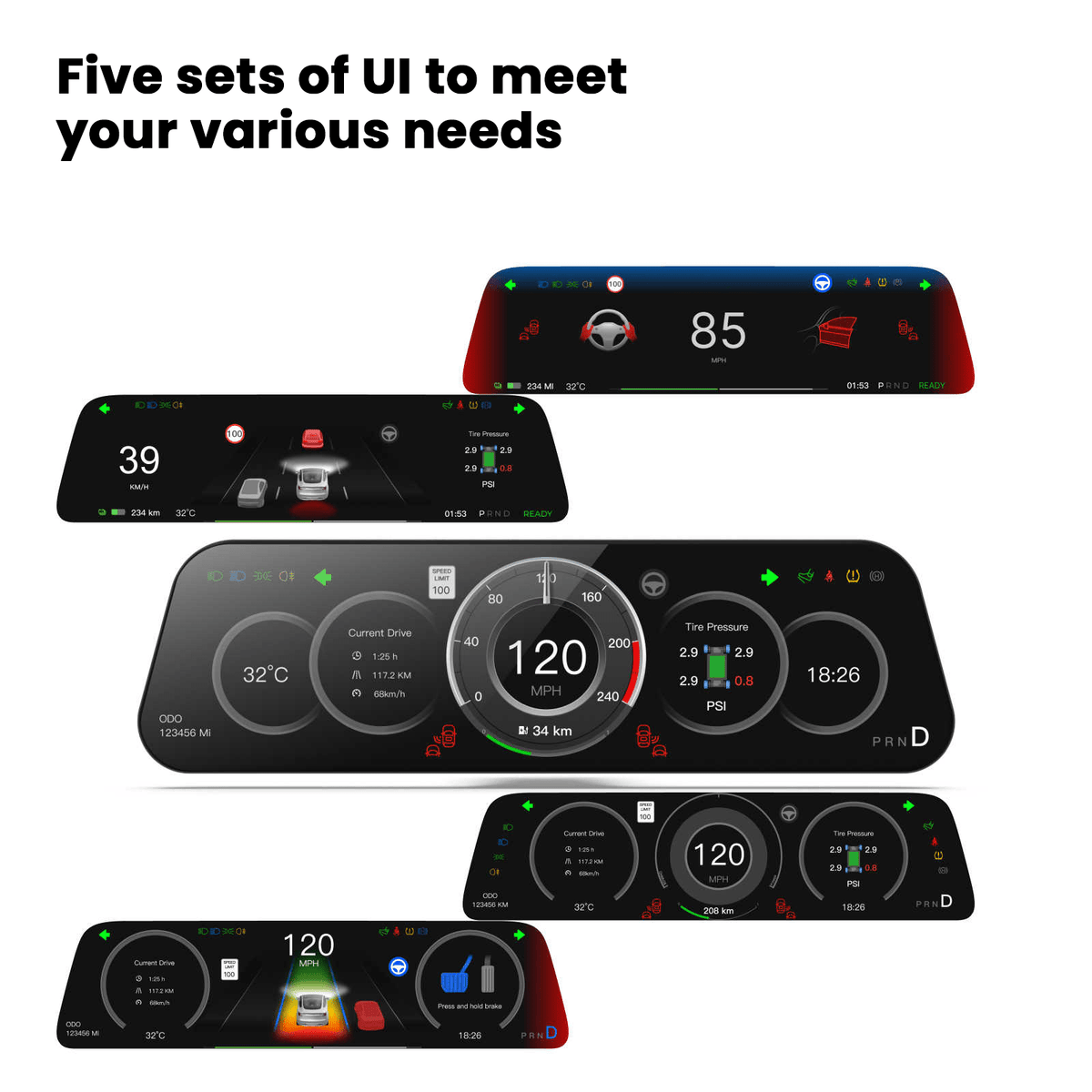 Miroken 9.6 Inch Instrument Cluster Dashboard Display for Model 3 / Y