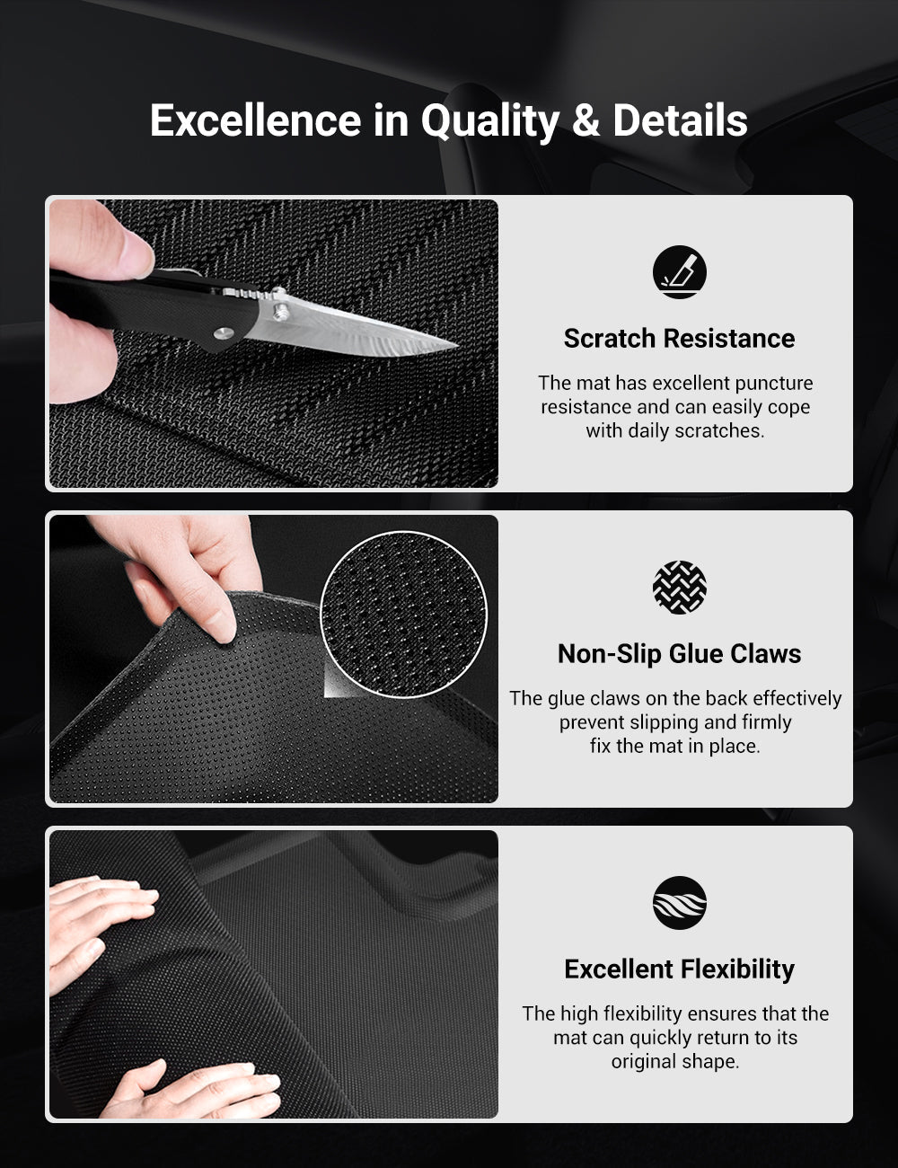 Miroken All Weather 3D Floor Mats for Tesla Model Y & Model 3 Highland