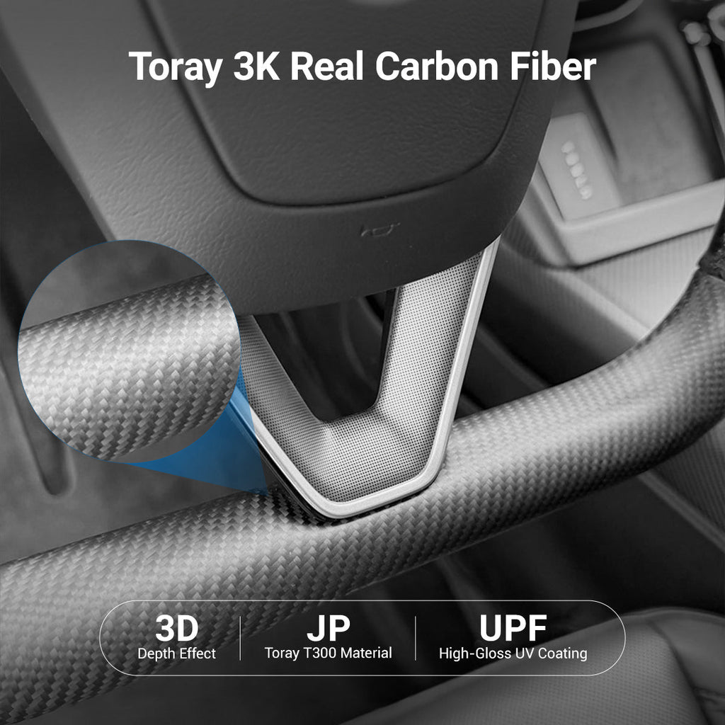 Miroken Carbon Fiber Heated Yoke Steering Wheel for Model 3 Highland / Model Y Juniper