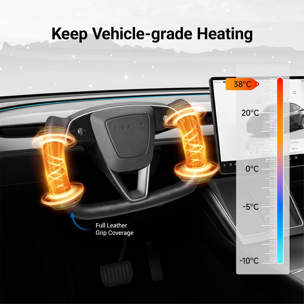 Miroken Carbon Fiber Heated Yoke Steering Wheel for Model 3 Highland / Model Y Juniper
