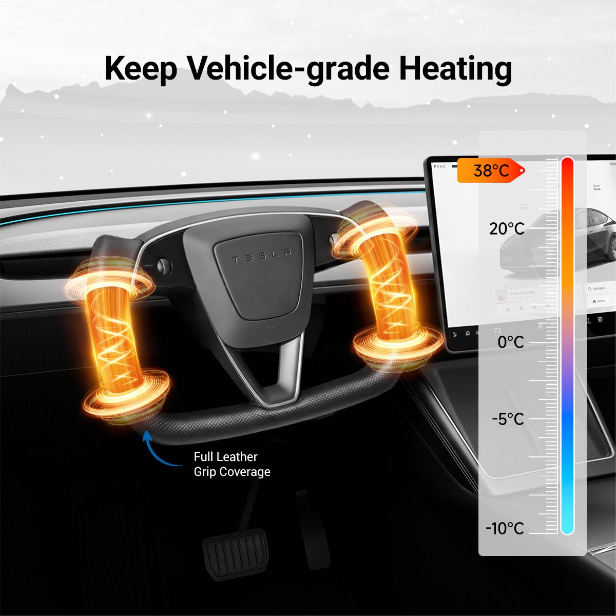 Miroken Carbon Fiber Heated Yoke Steering Wheel for Model 3 Highland / Model Y Juniper