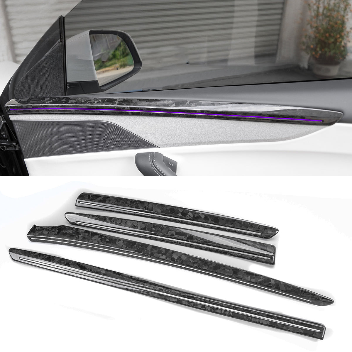Miroken Dry Carbon Fiber Door Trim Cover for Tesla Model Y Juniper