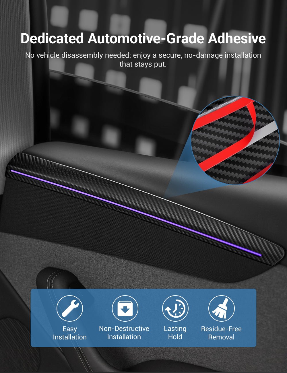 Miroken Dry Carbon Fiber Door Trim Cover for Tesla Model Y Juniper