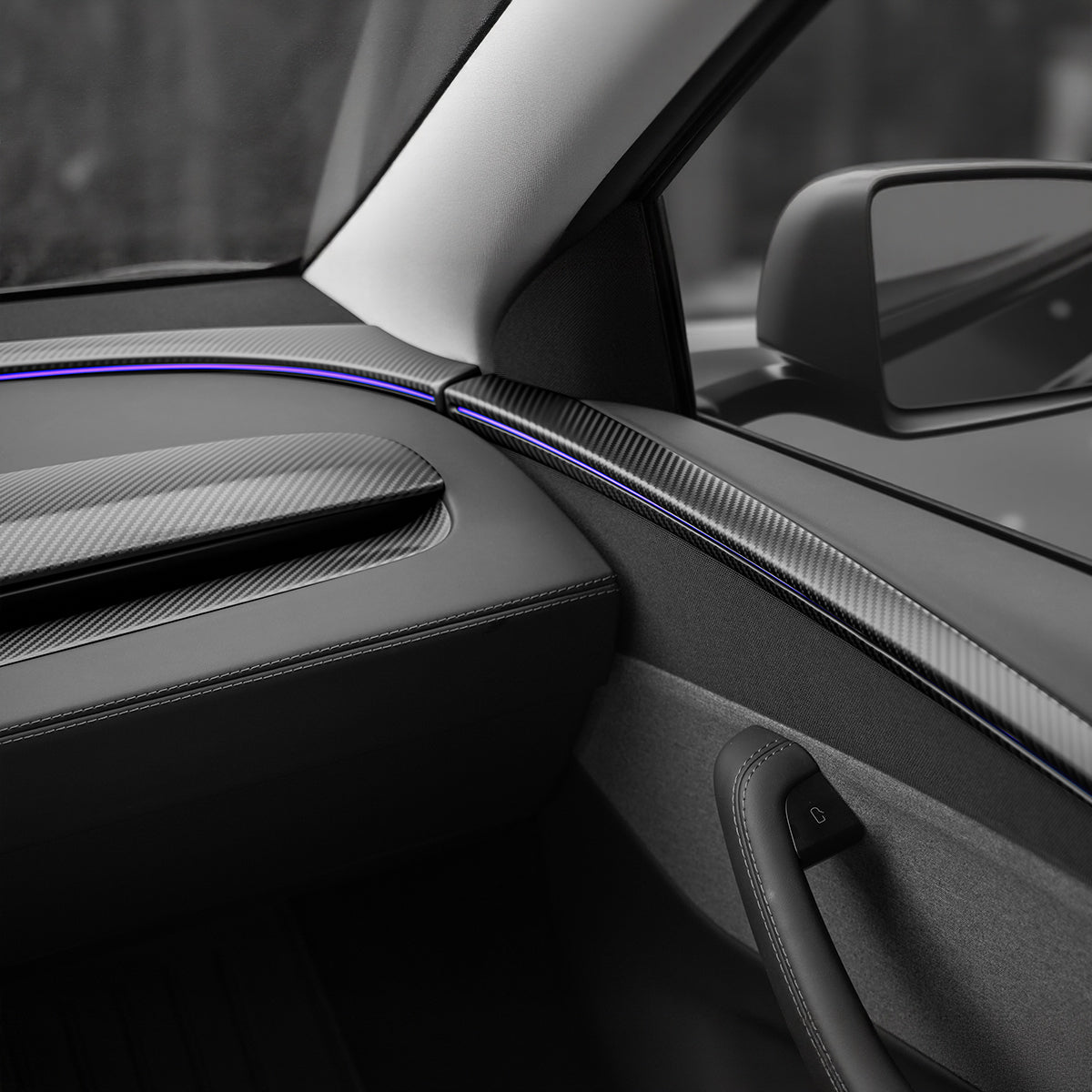 Miroken Dry Carbon Fiber Door Trim Cover for Tesla Model Y Juniper