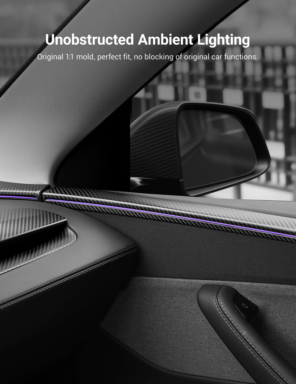Miroken Dry Carbon Fiber Door Trim Cover for Tesla Model Y Juniper