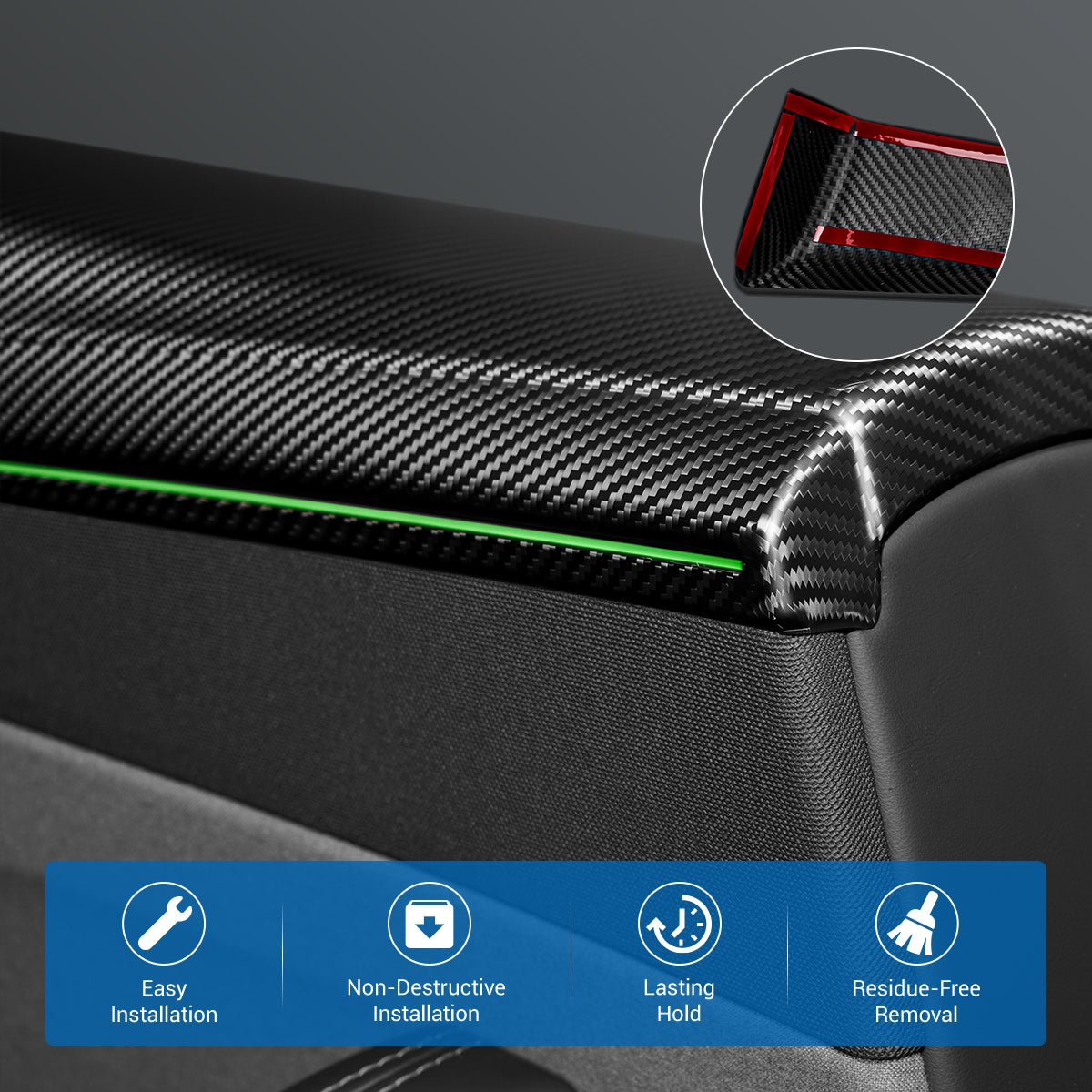 Miroken Dry Carbon Fiber Full Upper Oversized Extended Door Panel Overlays for Model Y Juniper