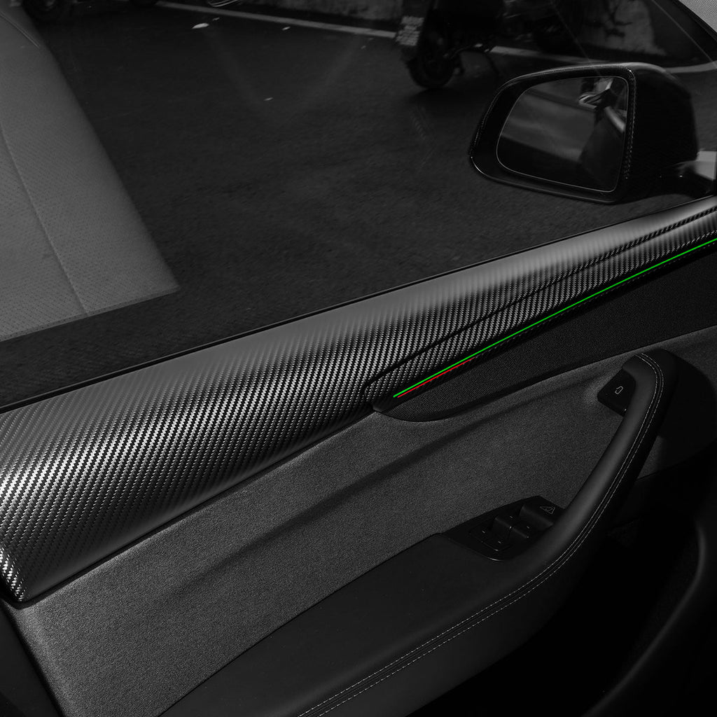 Miroken Dry Carbon Fiber Full Upper Oversized Extended Door Panel Overlays for Model Y Juniper