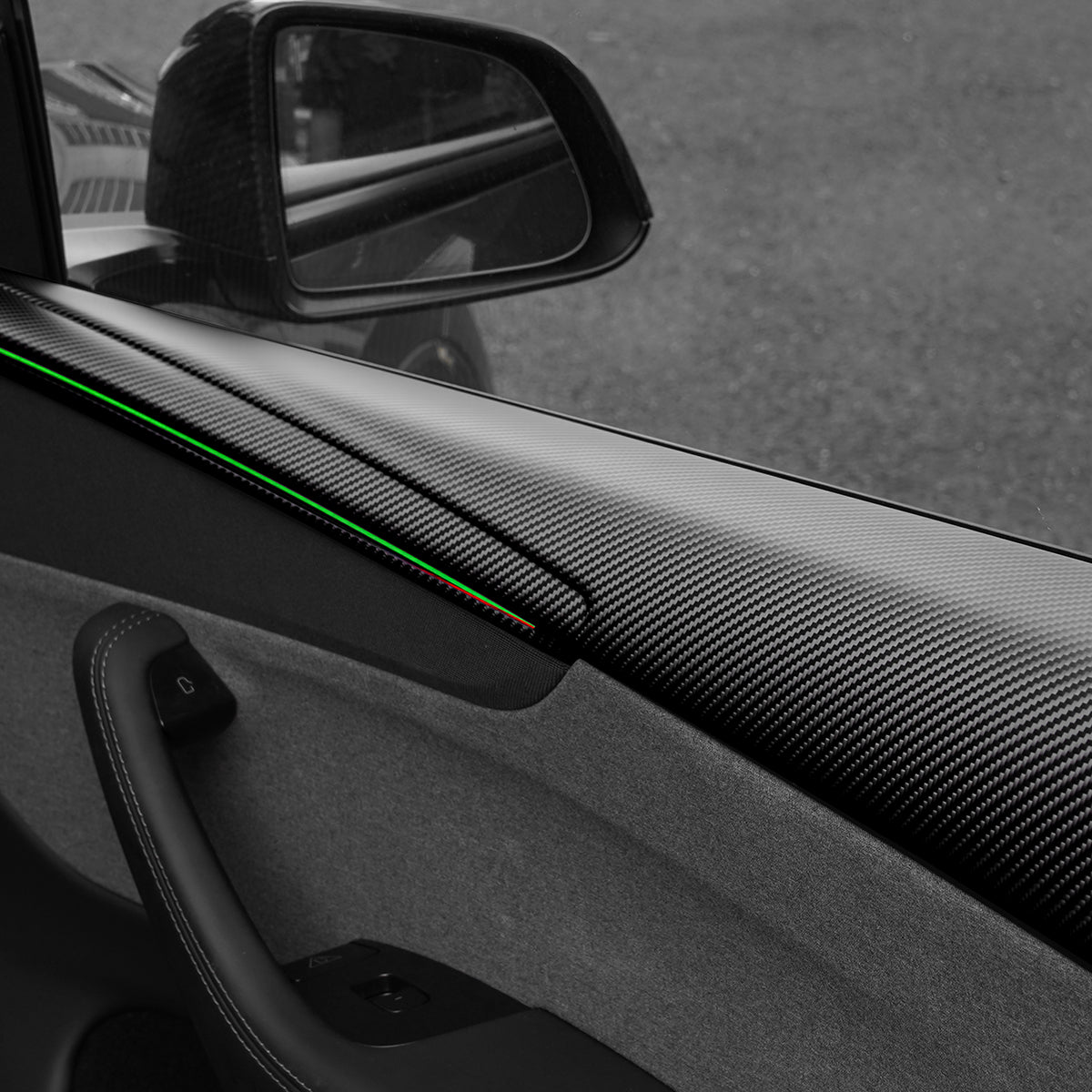 Miroken Dry Carbon Fiber Full Upper Oversized Extended Door Panel Overlays for Model Y Juniper