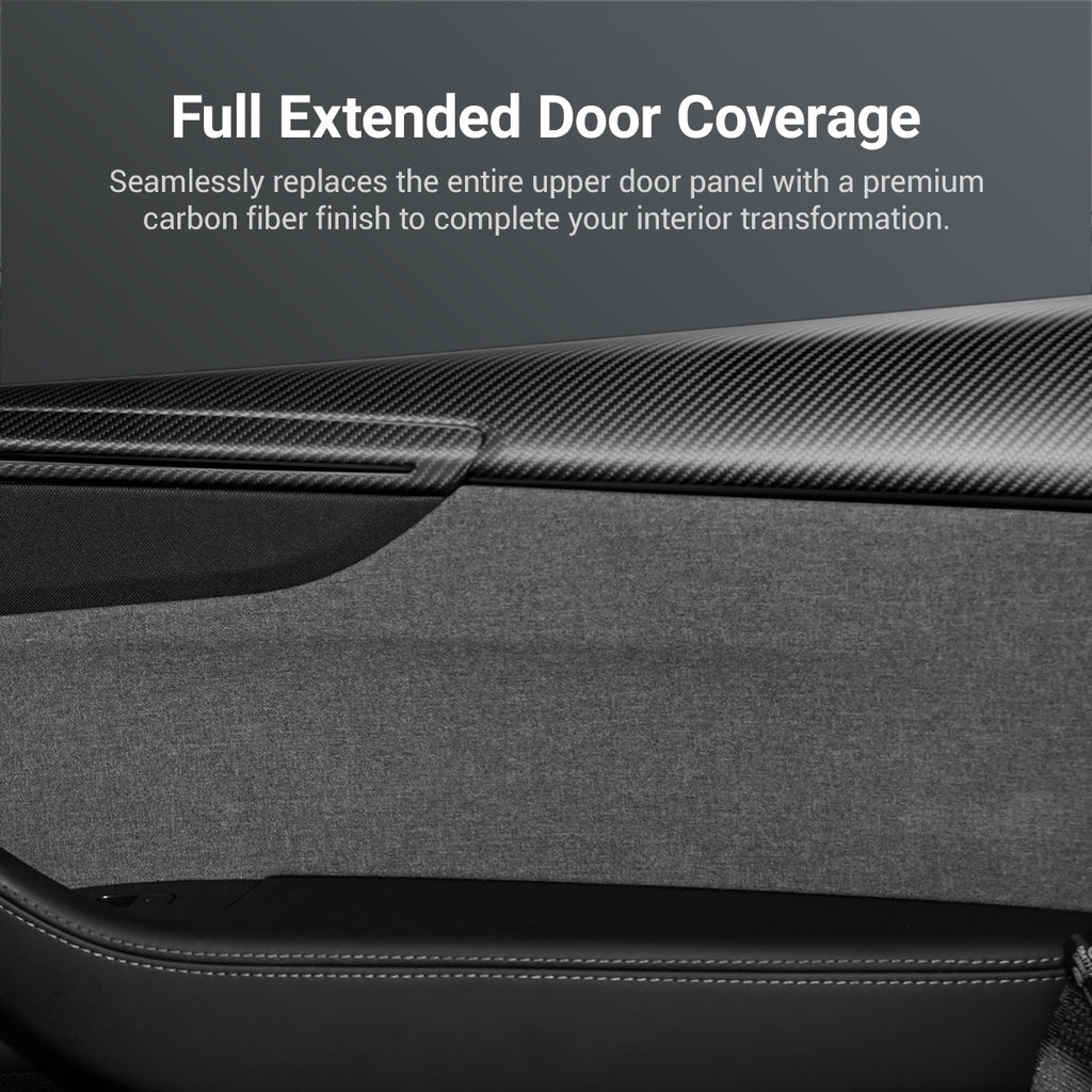Miroken Dry Carbon Fiber Full Upper Oversized Extended Door Panel Overlays for Model Y Juniper