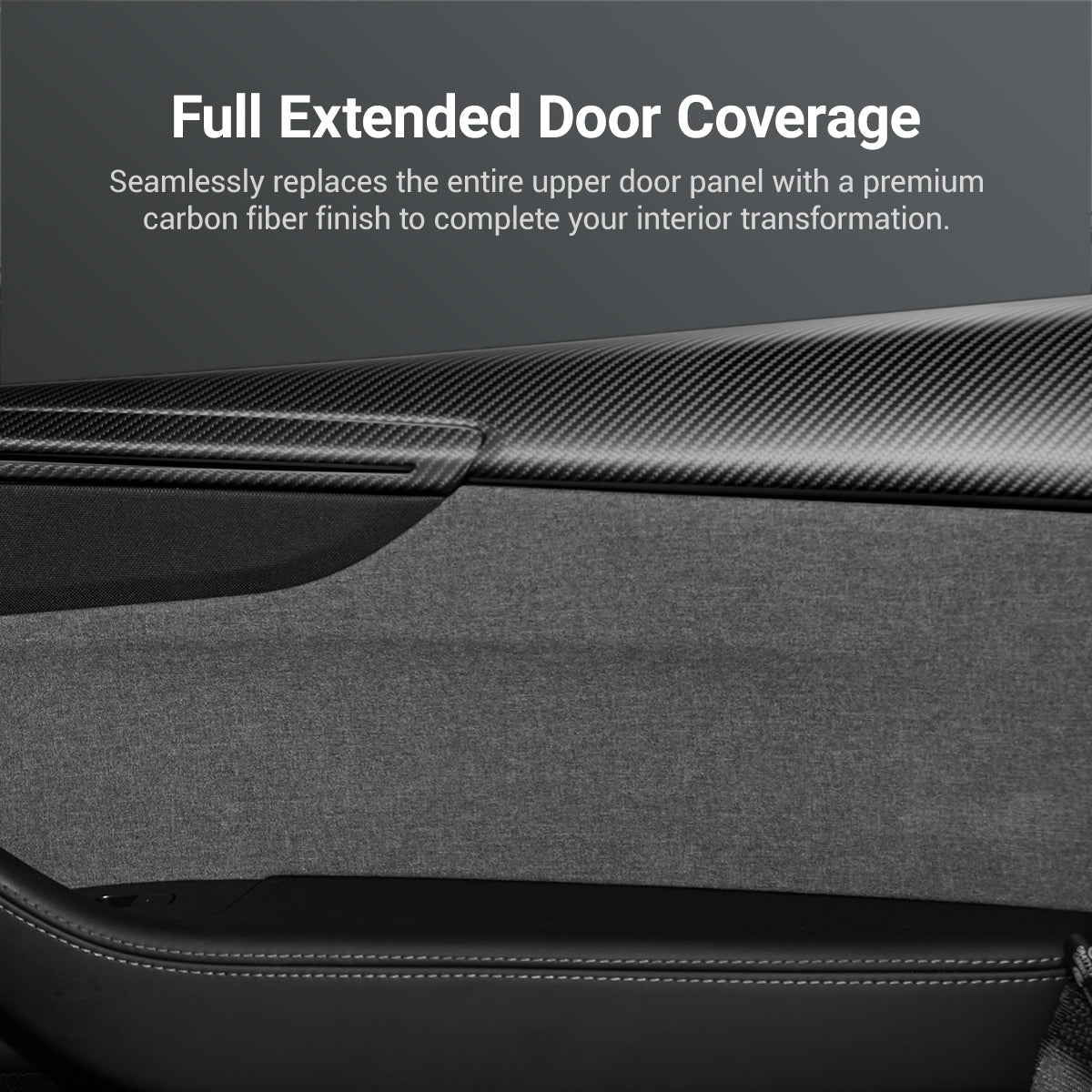 Miroken Dry Carbon Fiber Full Upper Oversized Extended Door Panel Overlays for Model Y Juniper