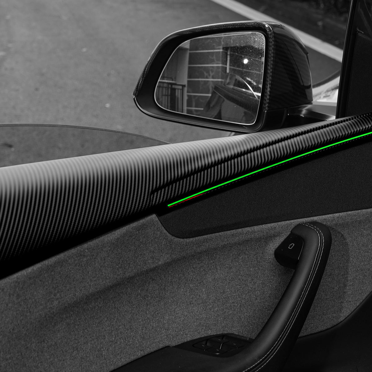 Miroken Dry Carbon Fiber Full Upper Oversized Extended Door Panel Overlays for Model Y Juniper