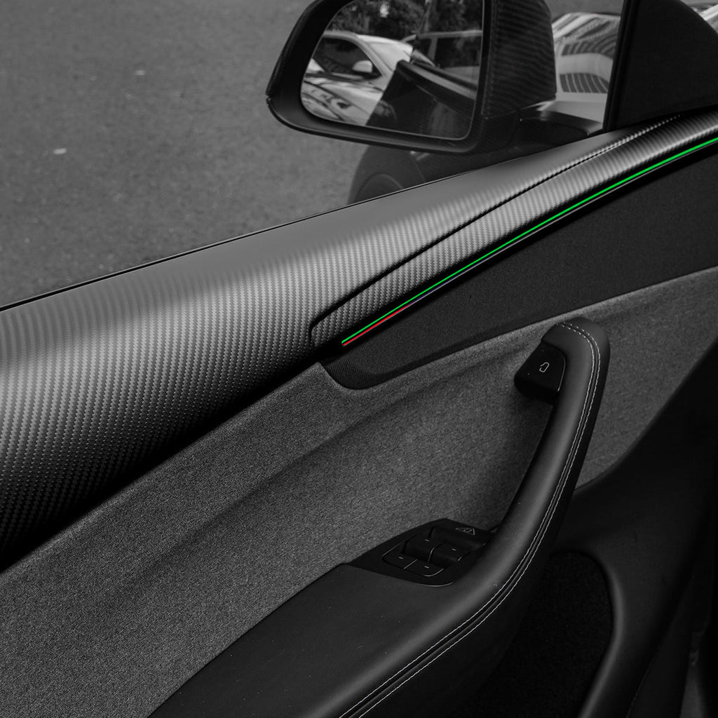 Miroken Dry Carbon Fiber Full Upper Oversized Extended Door Panel Overlays for Model Y Juniper