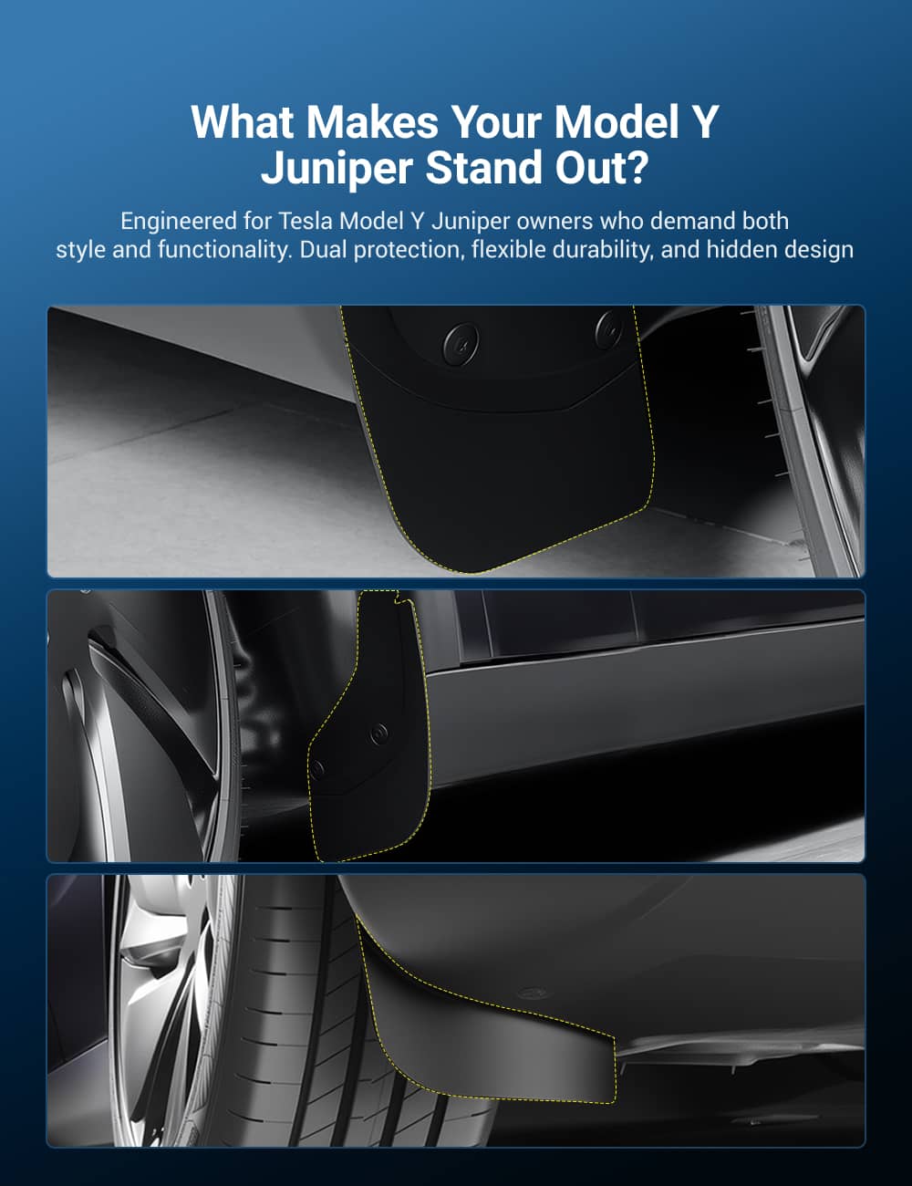 Miroken Hidden Mud Flaps for Model Y Juniper/ Model YL | Invisible Protection
