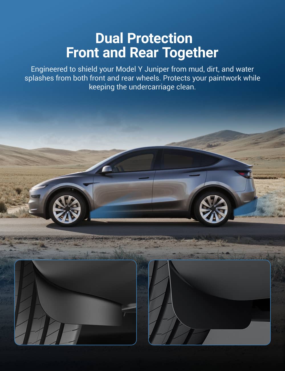 Miroken Hidden Mud Flaps for Model Y Juniper/ Model YL | Invisible Protection