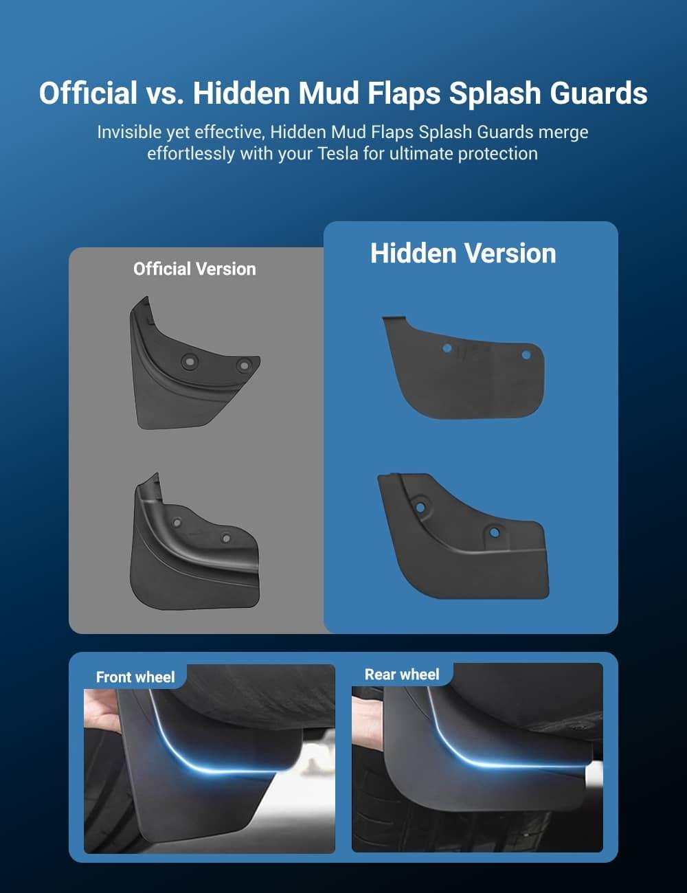 Miroken Hidden Mud Flaps Splash Guards for Model 3 Highland / Model Y Juniper