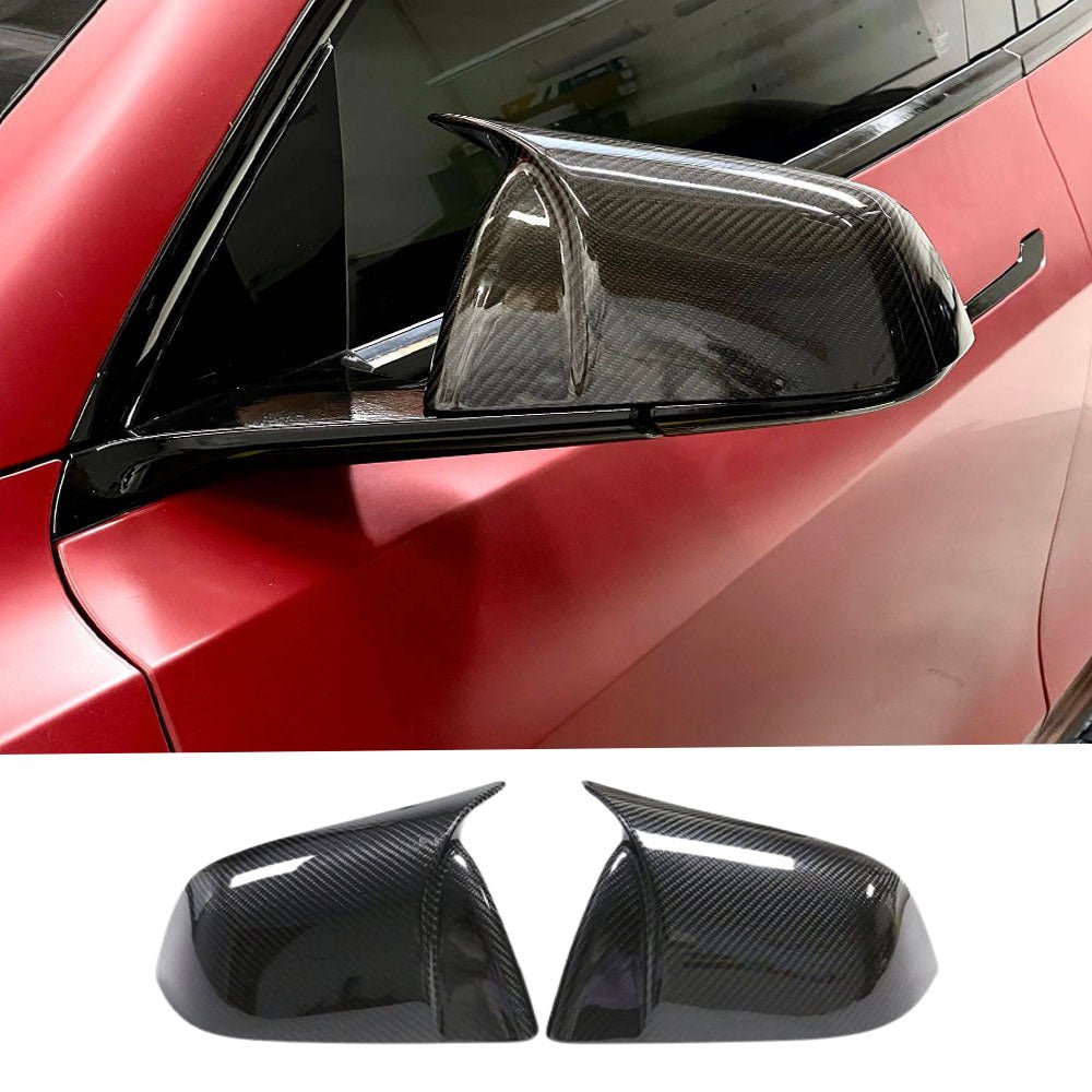 Miroken Mirror Caps for Model Y / 3 ( Sporty Style ) - Dry Carbon Fiber Exterior Mods