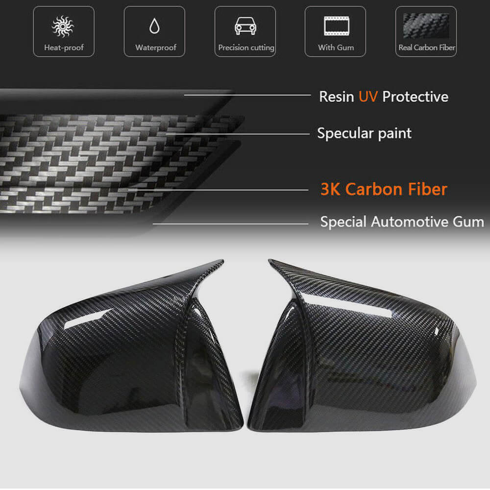 Miroken Mirror Caps for Model Y / 3 ( Sporty Style ) - Dry Carbon Fiber Exterior Mods